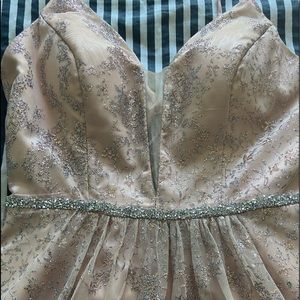 Camille LaVie - Glitter Rose Gold Prom Dress, Size 10